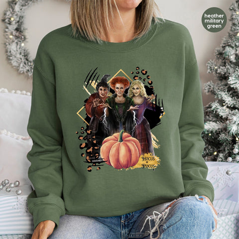 Hocus Pocus Halloween Magic DTF Transfer for Witchy Fans, Iron-On Retro Witch Pumpkin T-Shirt Apparel, Ready To Press