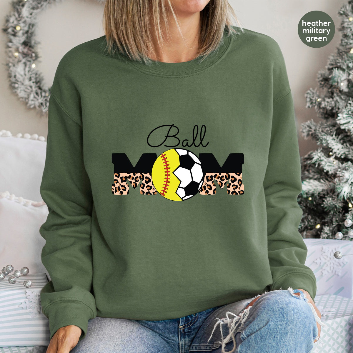 Ready to Press Sports Mom Leopard Print DTF Transfer, Cute Soccer & Softball Design, Iron-On Apparel for T-shirts & Hoodies