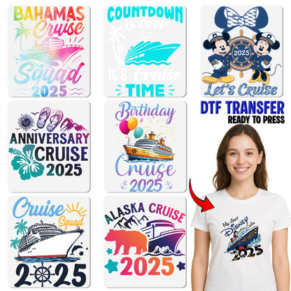 Birthday Cruise Squad DTF Transfer Cute Retro Ready To Press T-shirt Design for Group Celebration Apparel