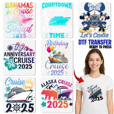 Birthday Cruise Squad DTF Transfer Cute Retro Ready To Press T-shirt Design for Group Celebration Apparel