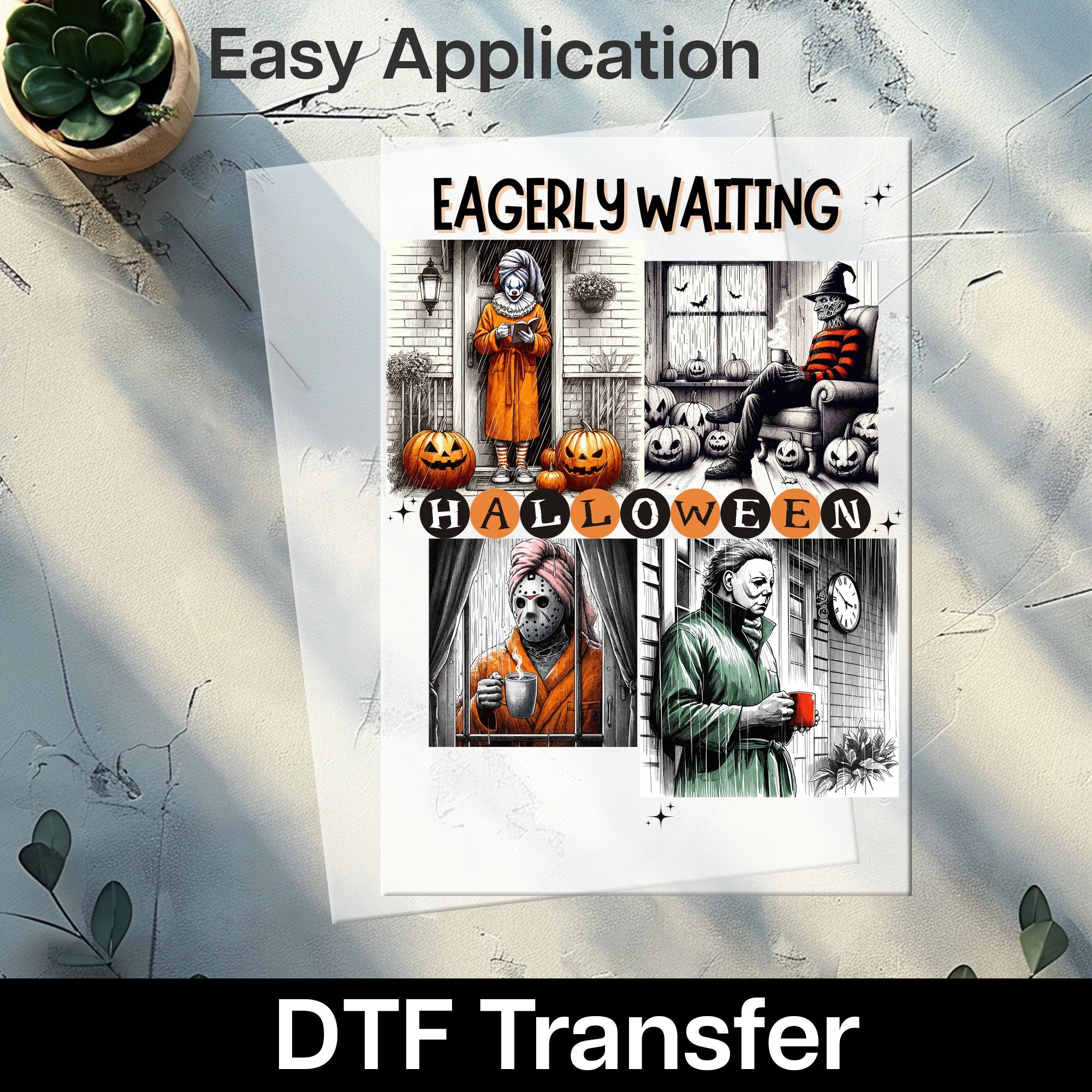 Funny Horror Movie Halloween DTF Transfer Ready To Press Iron-On for Gothic Retro Apparel & Halloween Enthusiasts