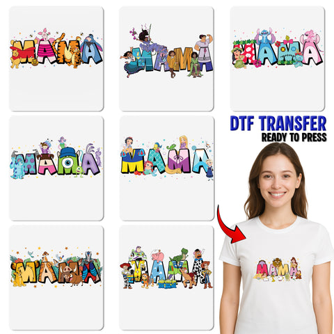 Cute Cars-Themed Mama DTF Transfer Iron-On for Mother's Day Apparel & Family Celebrations