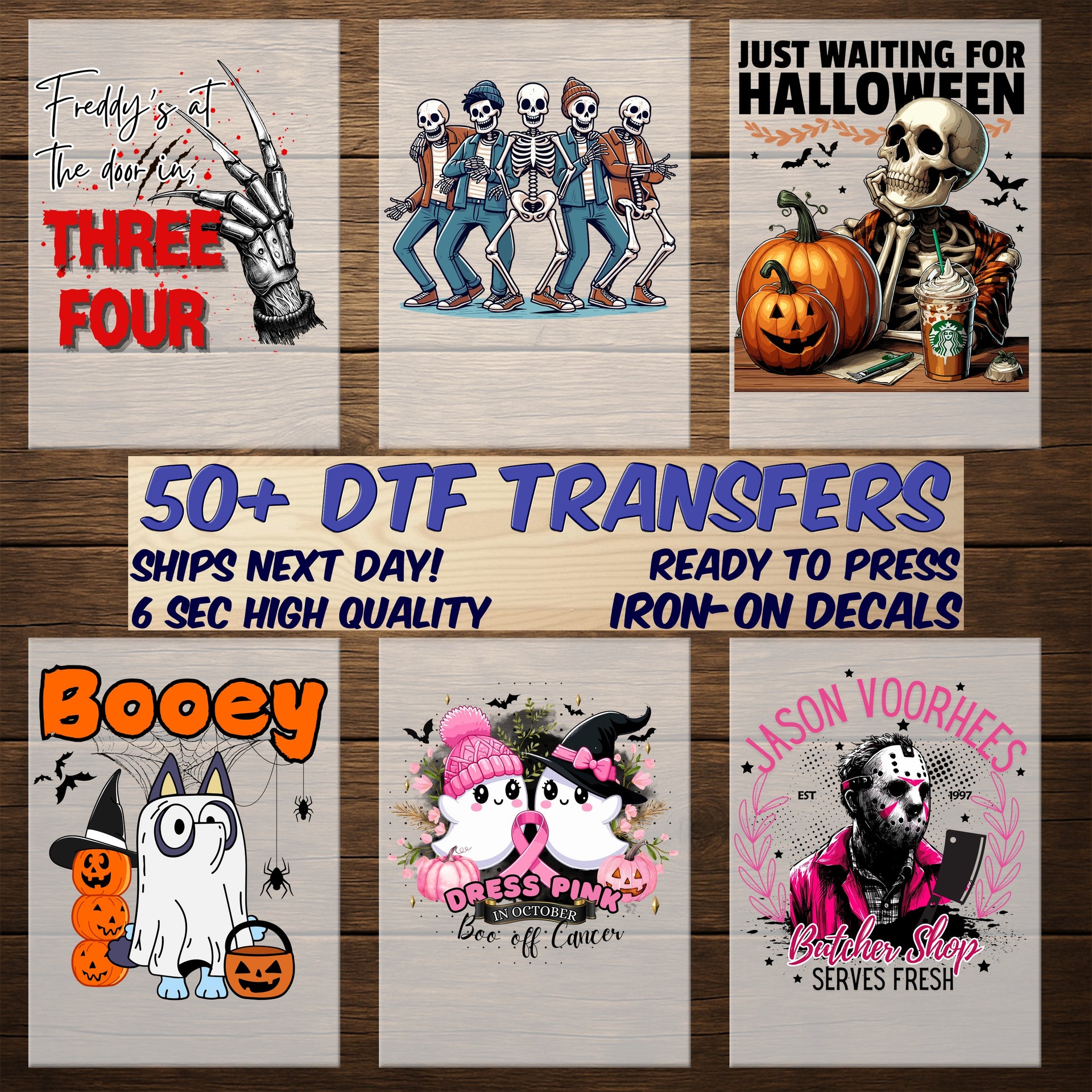 Cute Ghosts Halloween DTF Transfer Ready To Press Cute Whimsical Iron-On for Women's T-shirt Kids Apparel Fun Halloween Dress