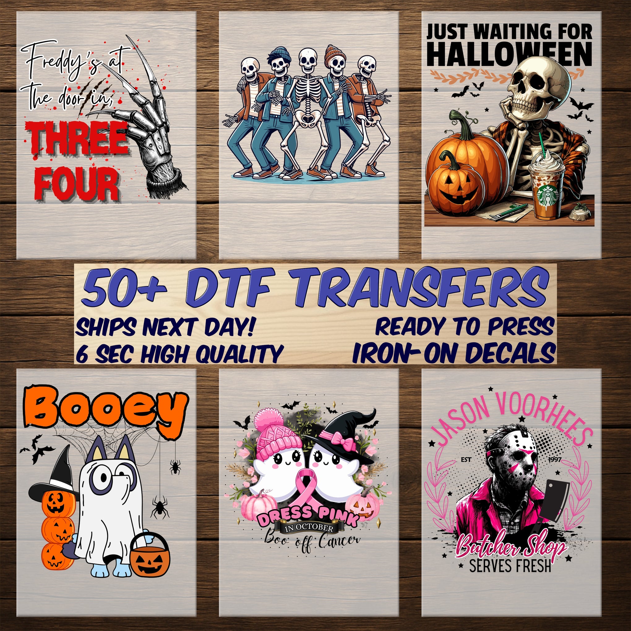 Cute Ghosts Halloween DTF Transfer Ready To Press Cute Whimsical Iron-On for Women's T-shirt Kids Apparel Fun Halloween Dress