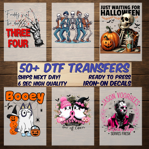 Cute Ghosts Halloween DTF Transfer Ready To Press Cute Whimsical Iron-On for Women's T-shirt Kids Apparel Fun Halloween Dress