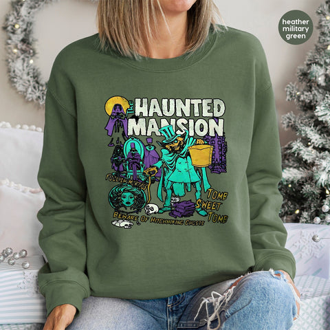 Funny Haunted Mansion Halloween DTF Transfer Iron-On for Disney Fans & Halloween Enthusiasts - Ready to Press Cute Ghostly T-Shirt Design