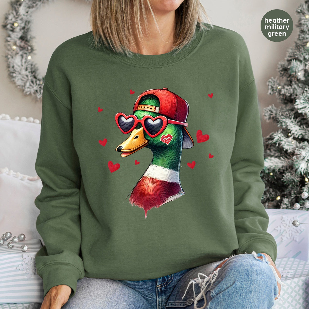 Funny Valentine's Duck Cartoon DTF Transfer Iron-On for T-Shirt or Sweatshirt - Playful Love Theme for Party Apparel