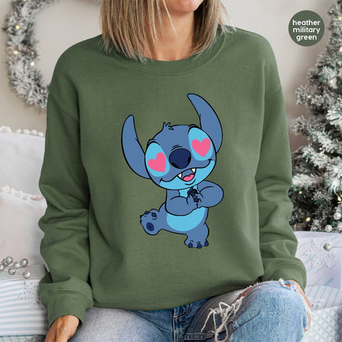 Cute Alien with Heart Eyes DTF Transfer, Adorable Love Character, Ready To Press Iron-On for T-Shirts & Apparel