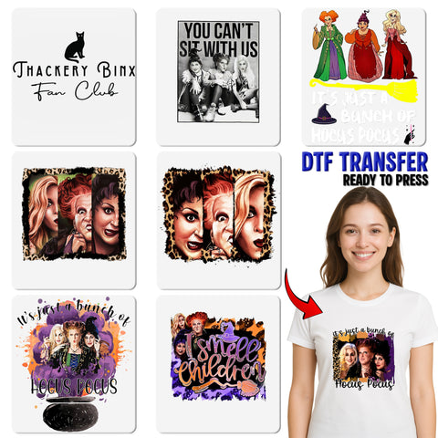 Hocus Pocus DTF Transfer Halloween Shirt Ready To Press Funny Witchy Humor Iron-On Apparel for Groups & Families