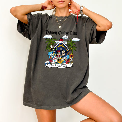 Family Cruise Adventure Cute Nautical DTF Transfer Iron-On Ready To Press Shirt Sweatshirt Customizable Tropical Vacation Apparel