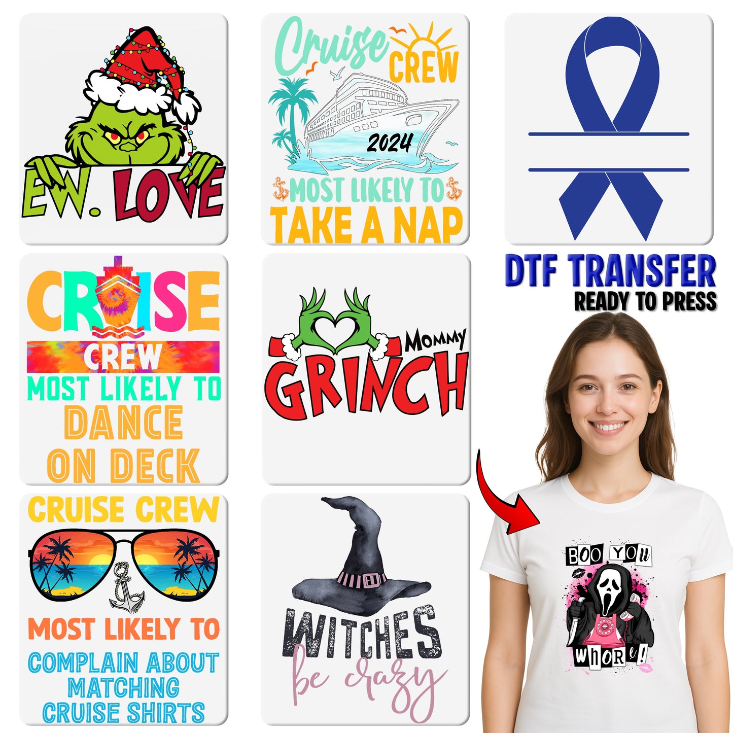 Funny Cruise Vacation Humor DTF Transfer for T-Shirt – Iron-On & Ready To Press for Selfie Enthusiasts & Group Trips