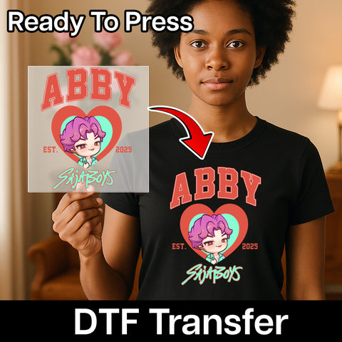 Cute Iron-On Chibi Character Abby Team DTF Transfer for Friends T-Shirt Ideal 2025 Celebration