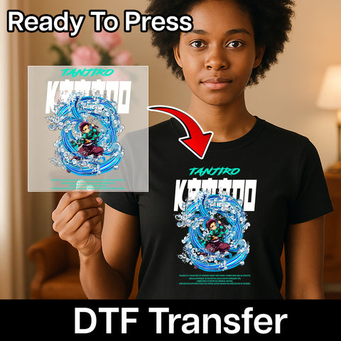 Electric Blue Anime Action Scene DTF Transfer for Cosplay & Anime Lovers T-shirt or Sweatshirt