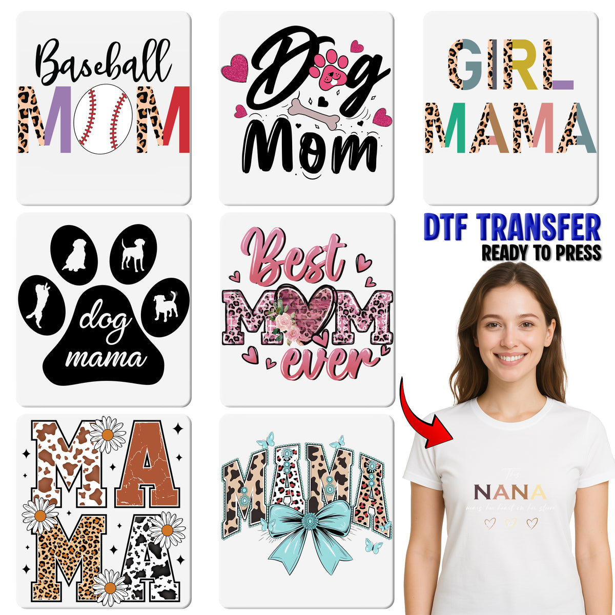 Cute Football Mom DTF Transfer Iron-On T-Shirt Design, Ready To Press Sports Theme with Leopard Print for Game Day