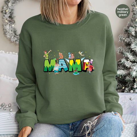 Nostalgic Storybook Mama DTF Transfer for Family Themed Tops - Ready To Press Cartoon Adventure Design