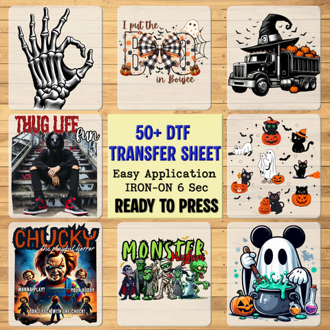 Cute ghost funny Halloween DTF transfer, retro playful ghost apparel for young adults, ready to press for Halloween shirts