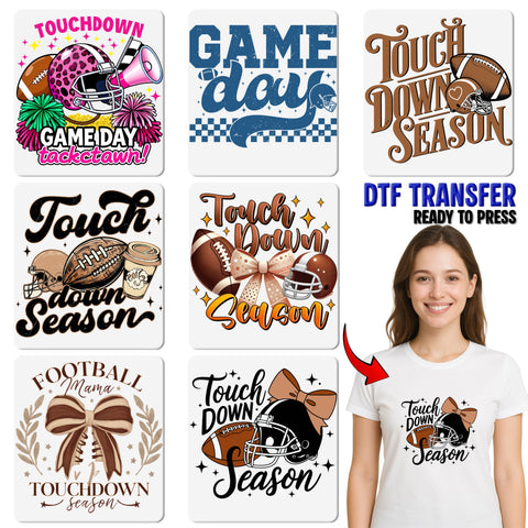 Football Celebration Touchdown Season DTF Transfer for Youth Apparel, Ready to Press Retro Football Shirt