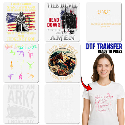 Christian Faith Jesus DTF Transfer | Modern Rustic Religious Ready to Press Iron-On for Church & Retreat Apparel