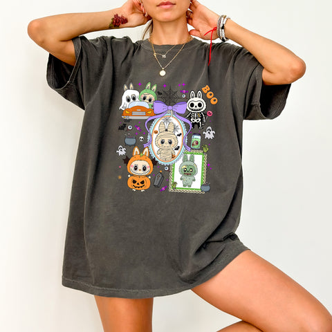 Cute Cartoon Halloween DTF Transfer, Iron-On Ready for Kids, Family & Group Costume, Spooky Animal Design T-shirt Apparel