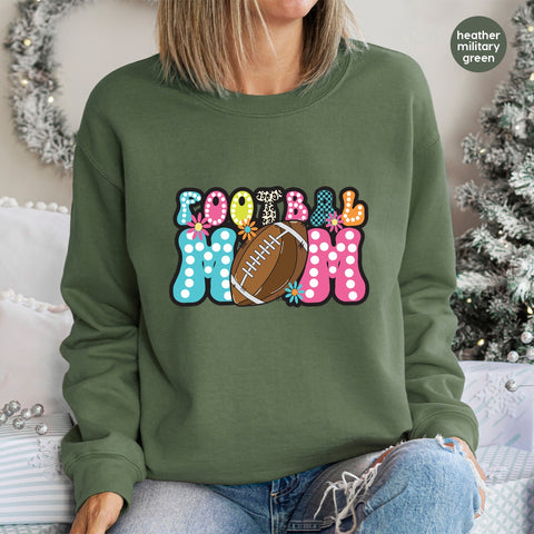 Cute Football Mom Leopard & Floral DTF Ready To Press Iron-On Transfer for Fun Sports Enthusiast Apparel & Gifts