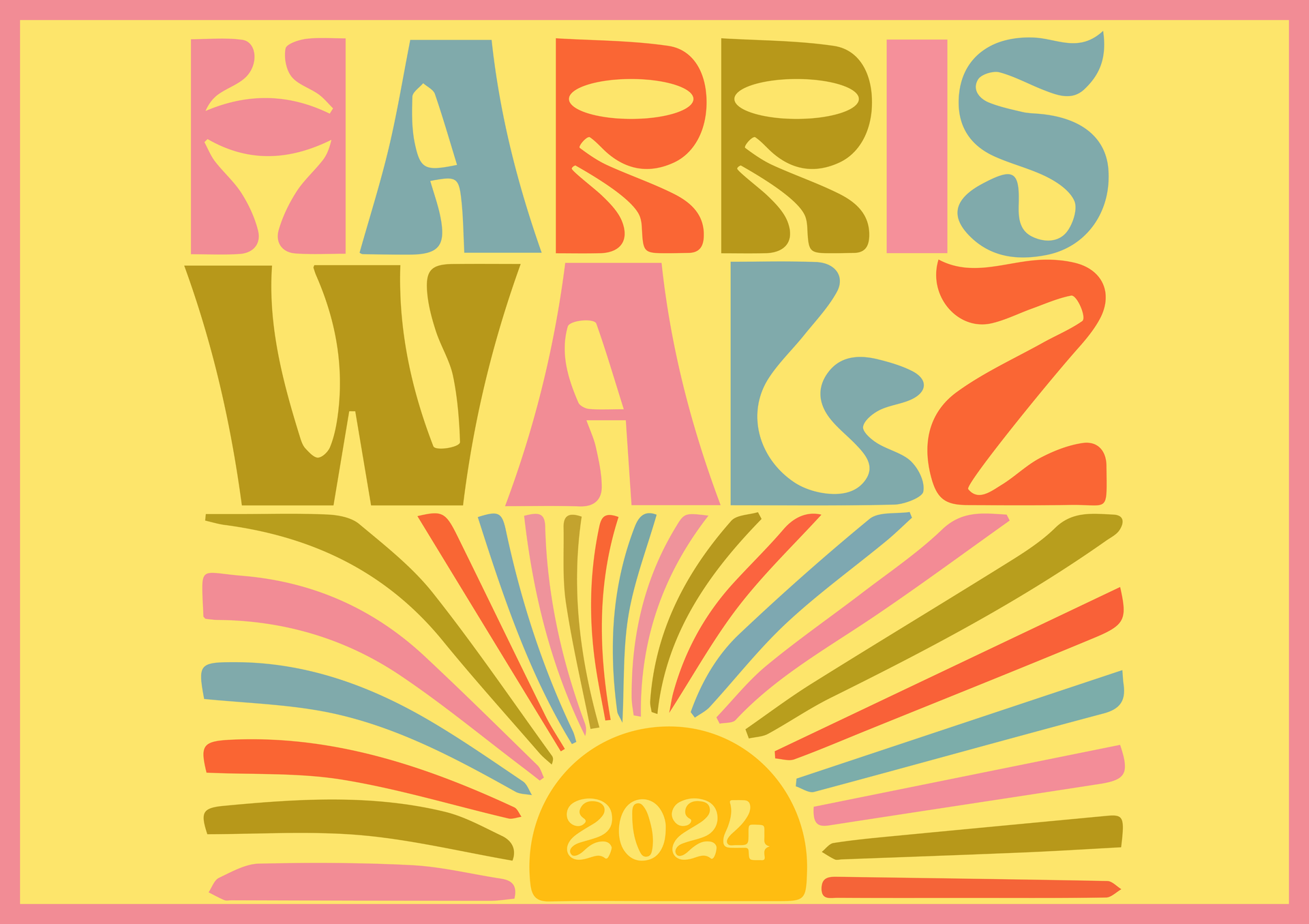 Harris Walz 2024 Vintage Cutest Yard Sign, Retro Harris Walz Yard Sign, With H Metal Stake, Kamala for President Yard Sign