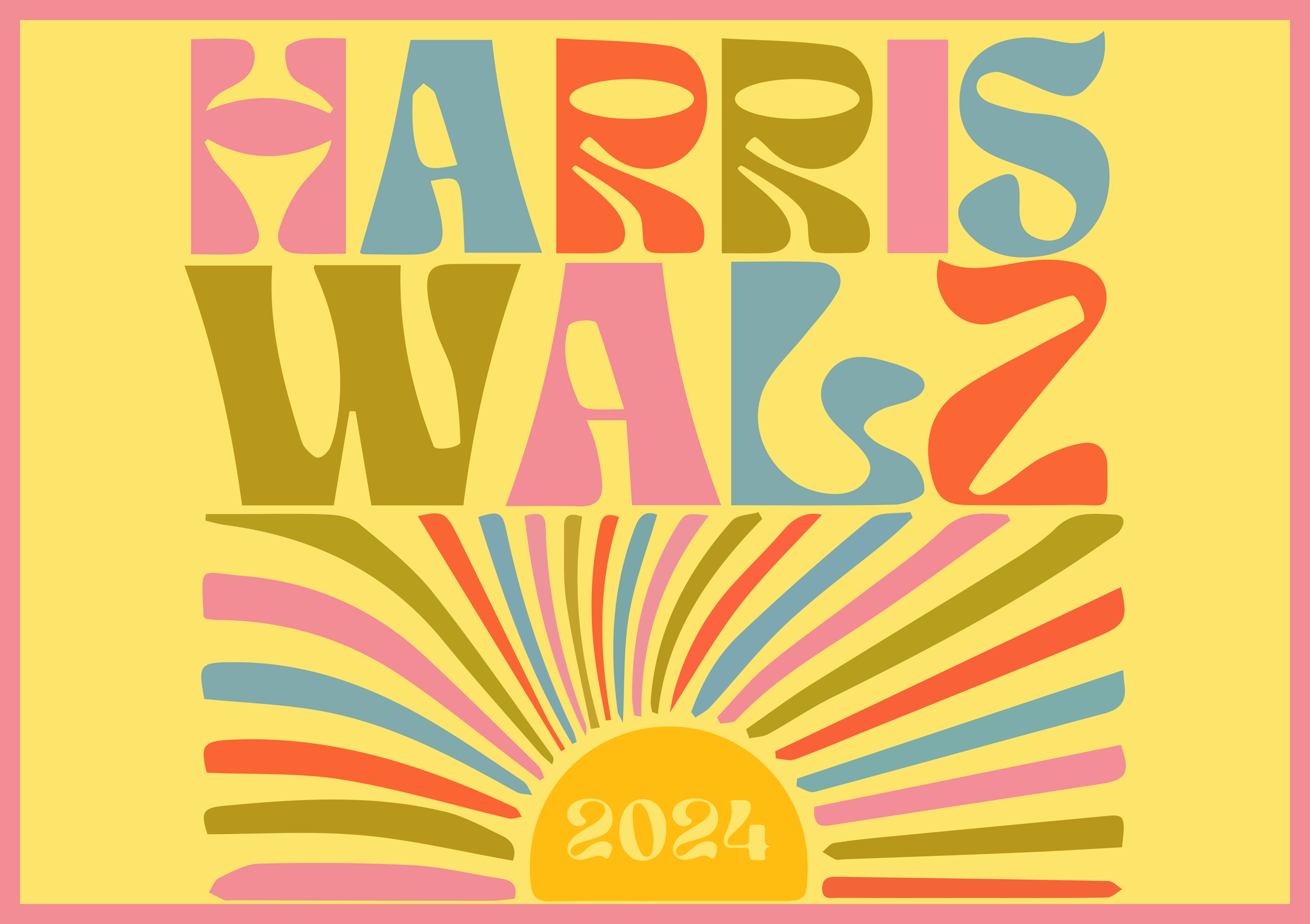 Harris Walz 2024 Vintage Cutest Yard Sign, Retro Harris Walz Yard Sign, With H Metal Stake, Kamala for President Yard Sign