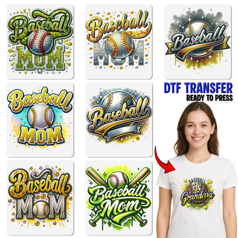 Ready to Press DTF Transfer Baseball Mom Heart Leopard Print for Sporty Apparel