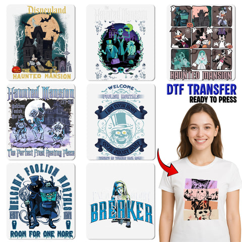 Gothic Halloween Iron-On DTF Transfer Tim Burton Inspired Spooky Tee for Pop Culture Fans & Halloween Party Group Costume