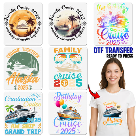 Retro Friends Cruise 2025 Fun Vacation DTF Transfer Iron-On for Group Tees & Hoodies, Tropical & Beach Apparel