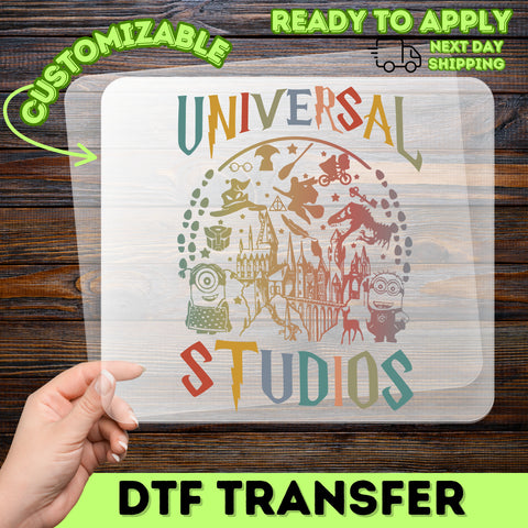 Universal Studios inspired DTF transfer iron-on retro movie decor for family vacation t-shirt apparel