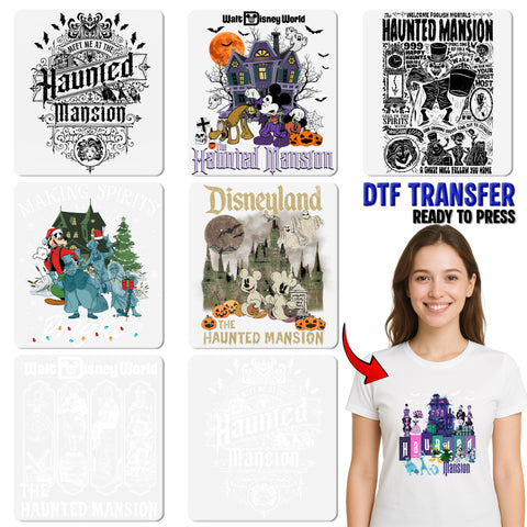 Funny Haunted Mansion 999 Happy Haunts Halloween DTF Transfer Iron-On for Disney Enthusiast Shirts