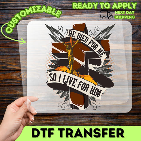 Religious Christian Jesus on the Cross DTF Transfer for Church Groups & Apparel | Faith-Based Iron-On Ready to Press