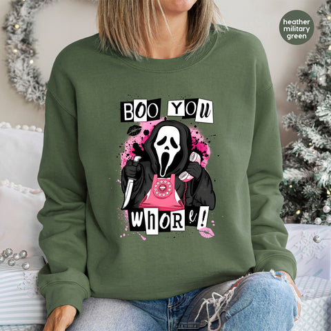 Funny Halloween Ghost Face DTF Transfer, Boo You Whore Shirt, Edgy Pop Culture Iron-On for Women & Teens, Ready to Press