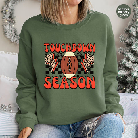 Football Touchdown Season DTF Transfer Cute Retro Ready To Press Iron-On Sports Apparel for Game Day Shirts