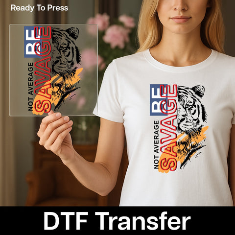 Bold Motivational BE SAVAGE DTF Transfer Empowerment Shirt Design for Fitness Enthusiasts & Entrepreneurs