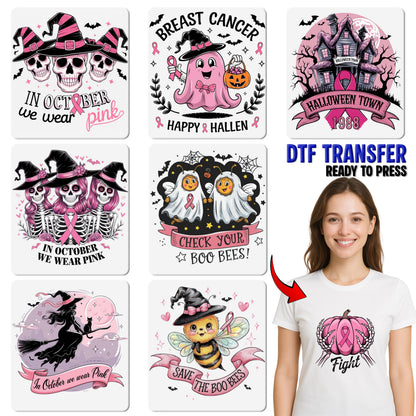 Breast Cancer Awareness Football Pink Ribbon DTF Transfer Iron-On for Sports Team Cute Varsity T-Shirt Apparel