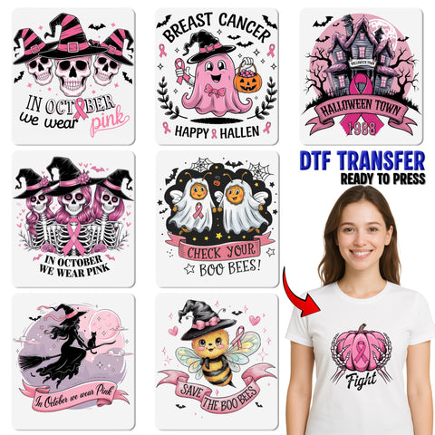 Breast Cancer Awareness Football Pink Ribbon DTF Transfer Iron-On for Sports Team Cute Varsity T-Shirt Apparel