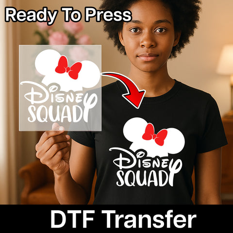 Disney Squad Fun DTF Transfer Iron-On for Group Travel Shirts, Ready To Press Family & Friends Theme Park Apparel
