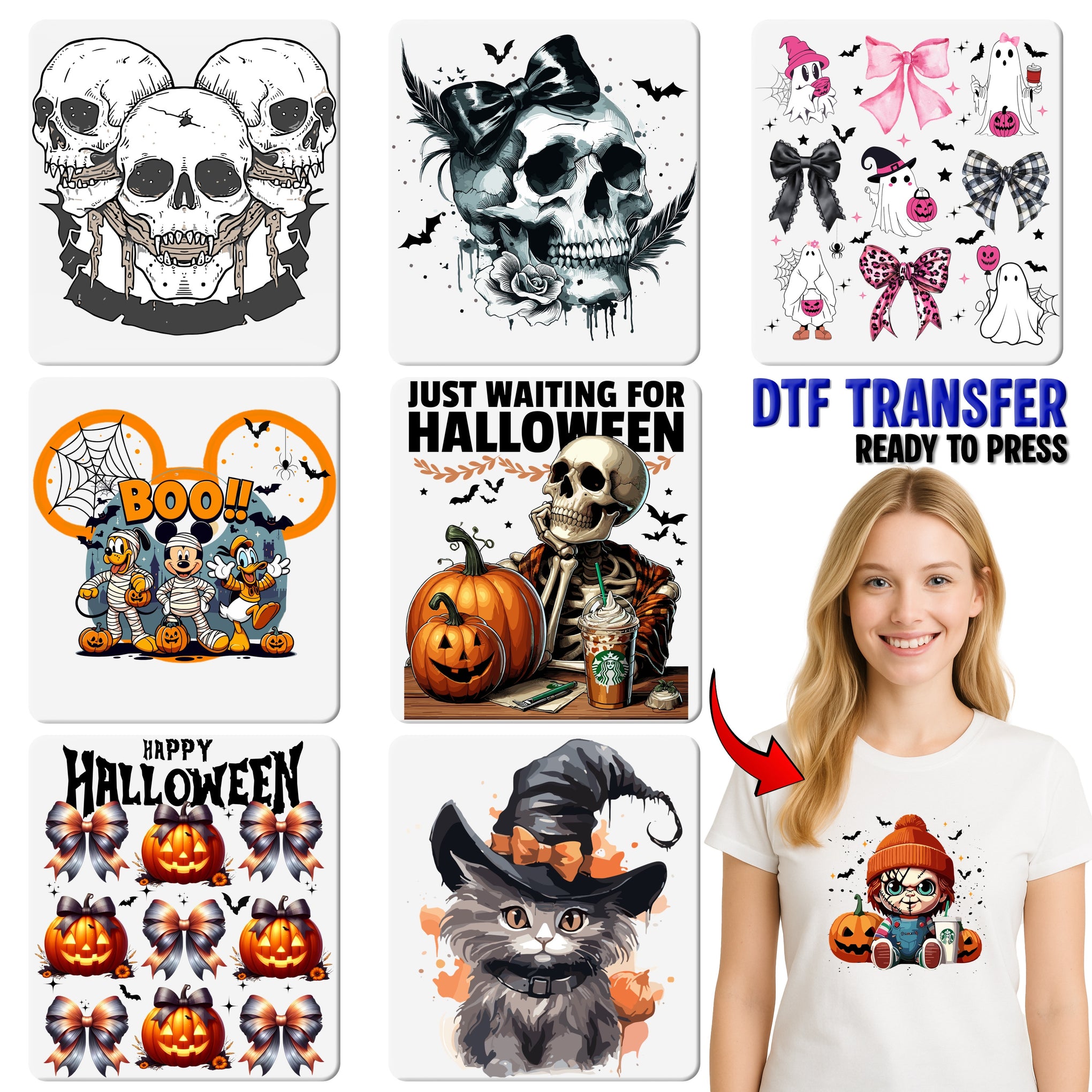 Funny Halloween Chucky Horror DTF Transfer Iron-On Ready To Press for Unisex Adult Apparel