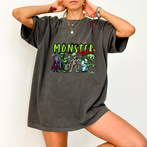 Funny Halloween Monster Mayhem DTF Transfer for Kids & Adults T-shirt, Cartoon Iron-On Ready To Press Halloween Apparel