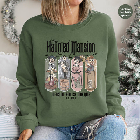 Funny Halloween Cartoon Mash-Up DTF Transfer | Haunted Mansion & Spooky Disney Theme | Ready to Press on Shirts & Hoodies