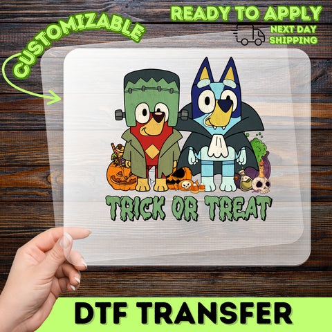Cute Halloween Animal DTF Transfer: Ready to Press Trick or Treat Iron-On for Kids' Shirts & Family Outfits