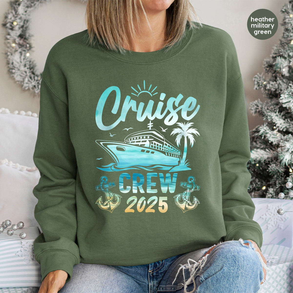 Cruise Crew 2025 Nautical Ready To Press DTF Transfer, Family Vacation Iron-On T-shirt for Group Travel