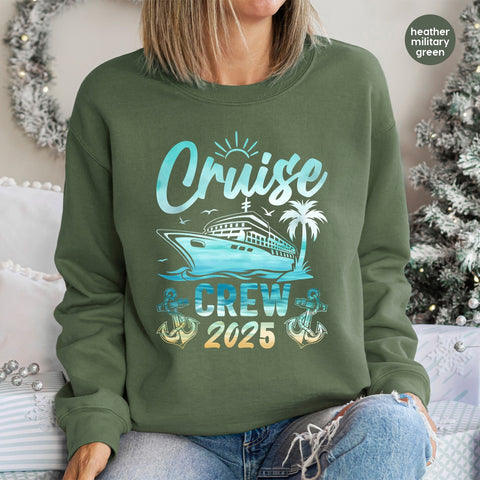 Cruise Crew 2025 Nautical Ready To Press DTF Transfer, Family Vacation Iron-On T-shirt for Group Travel