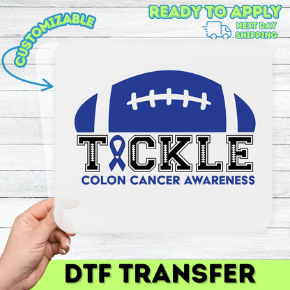 Colon Cancer Awareness Football Ready To Press DTF Transfer for Shirts & Sweatshirts - Support Health & Team Spirit Apparel