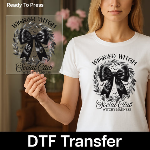 Elegant Gothic Chic Halloween Wreath DTF Transfer for Stylish Women Shirt or Home Decor