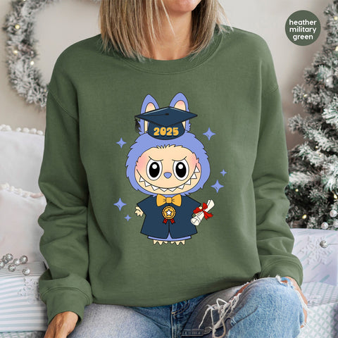 Cute Graduation DTF Transfer Class of 2025 Cartoon Cap Ready To Press Iron-On for Graduate T-Shirt Hoodie Apparel