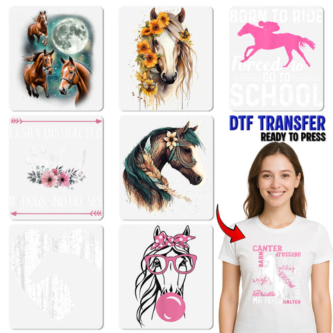 Energetic Running Horses Iron-On Ready To Press DTF Transfer for Animal Lover Apparel Tees & Equestrian Enthusiasts Gift
