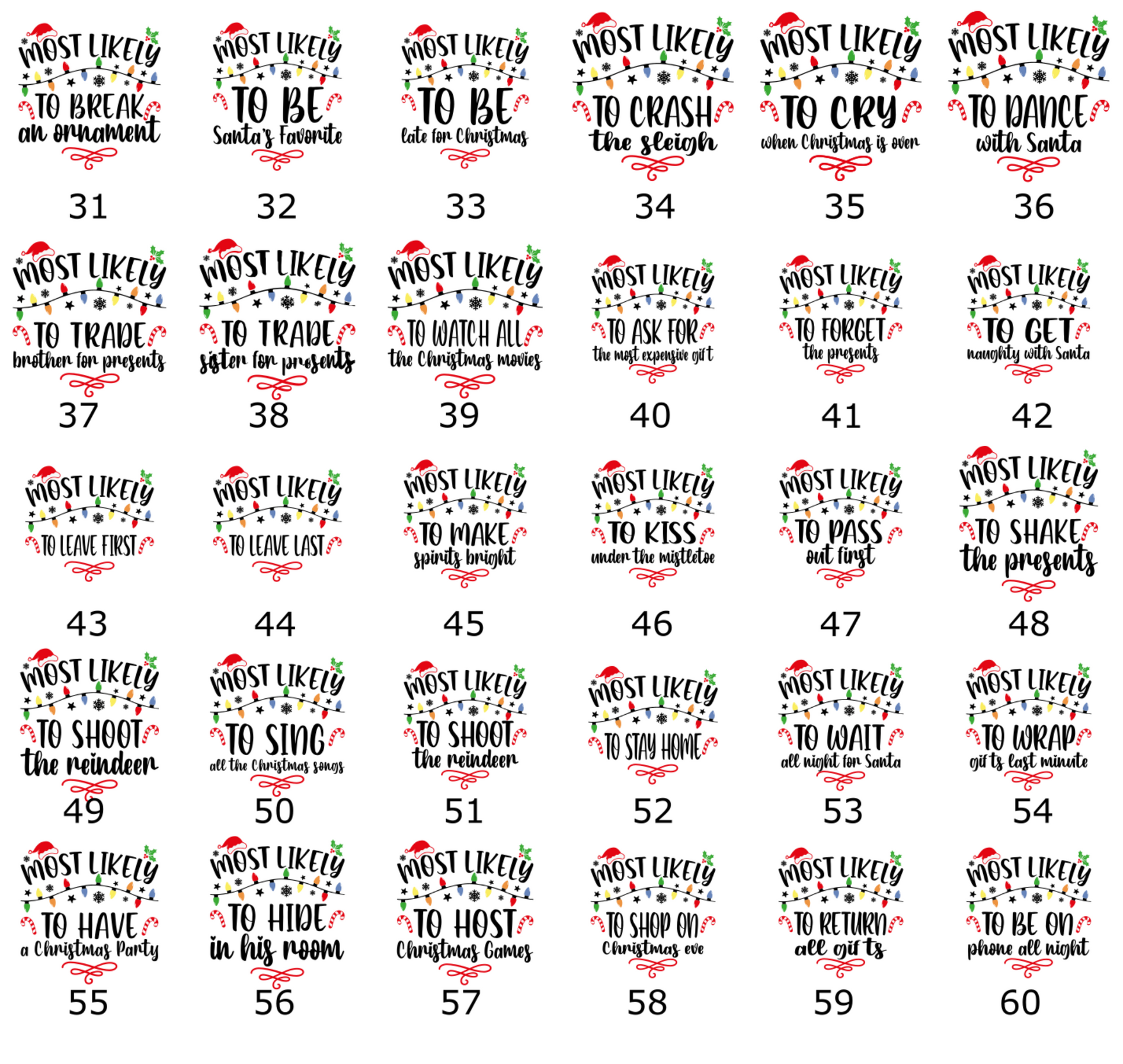 60 Quotes Most Likely Christmas Shirt, Christmas Funny Shirt, Christmas Custom Shirt, 2024 Most Likely To Shirts, Christmas Group Shirt