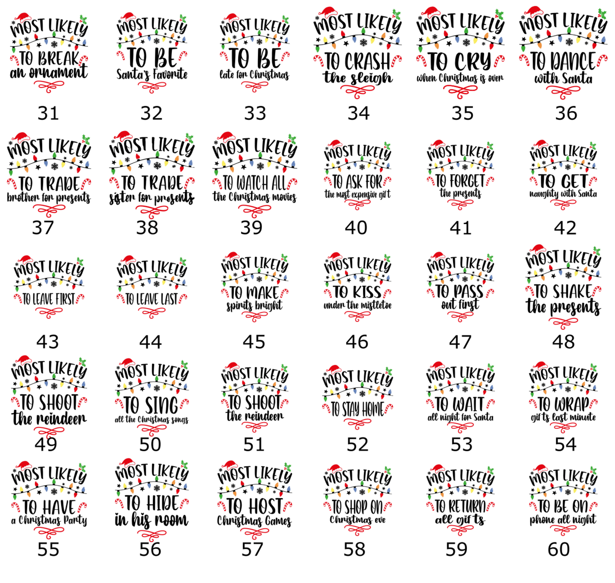 60 Quotes Most Likely Christmas Shirt, Christmas Funny Shirt, Christmas Custom Shirt, 2024 Most Likely To Shirts, Christmas Group Shirt